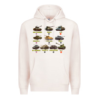 Pale Pink Top Ten Best WW2 Tanks M4 Sherman Panzer IV Tiger II T34 Premium Hoodie - longCreatives