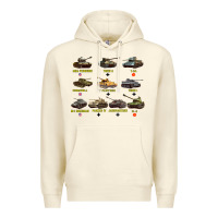 Sandshell Top Ten Best WW2 Tanks M4 Sherman Panzer IV Tiger II T34 Premium Hoodie - longCreatives