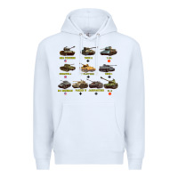 White Top Ten Best WW2 Tanks M4 Sherman Panzer IV Tiger II T34 Premium Hoodie - longCreatives