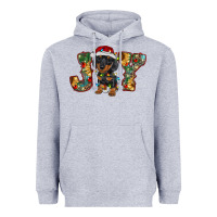Heather Grey dachshund puppy christmas joy Heavyweight Hoodie - BarkalooDesign
