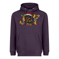 Plum dachshund puppy christmas joy Heavyweight Hoodie - BarkalooDesign