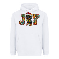 White dachshund puppy christmas joy Heavyweight Hoodie - BarkalooDesign
