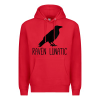 Red Womens Raven Lunatic, Funny Bird Lover Gift Men Women Kids Premium Hoodie - longCreatives