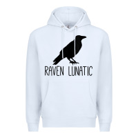 White Womens Raven Lunatic, Funny Bird Lover Gift Men Women Kids Premium Hoodie - longCreatives