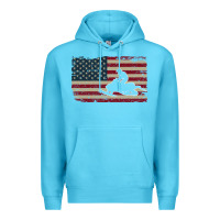 Ocean Blue Snowmobile USA Flag Snow Sled Patriotic Snowmobiling Gift Premium Hoodie - longCreatives