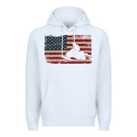 White Snowmobile USA Flag Snow Sled Patriotic Snowmobiling Gift Premium Hoodie - longCreatives