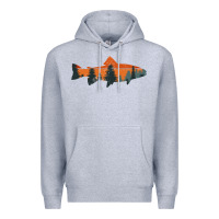 Heather Grey Trout Fly Fishing Nature Outdoor Fisherman Gift Premium Hoodie - longCreatives