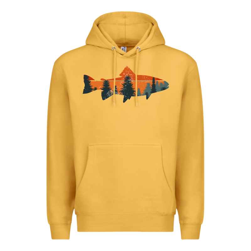 Trout Fly Fishing Nature Outdoor Fisherman Gift Premium Hoodie by longCreatives | Teevron