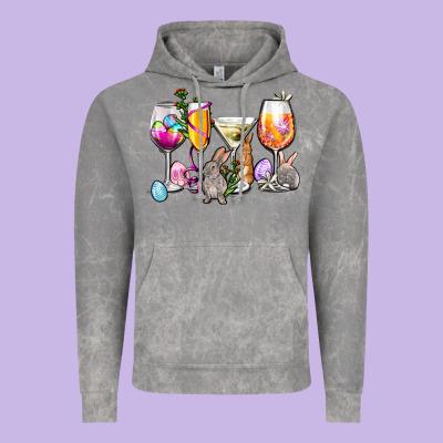 Easter Wine Glasses Vintage Hoodie Designed By Oliviacreatesart