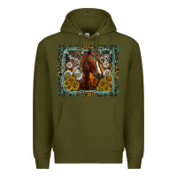 Army Green Western Horse Mouse Pad Premium Hoodie - CowhideDigitalArt