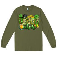 Army Green St. Patrick's Lucky vibes Long Sleeve Tee - OliviaCreatesArt