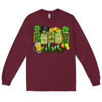Burgundy St. Patrick's Lucky vibes Long Sleeve Tee - OliviaCreatesArt