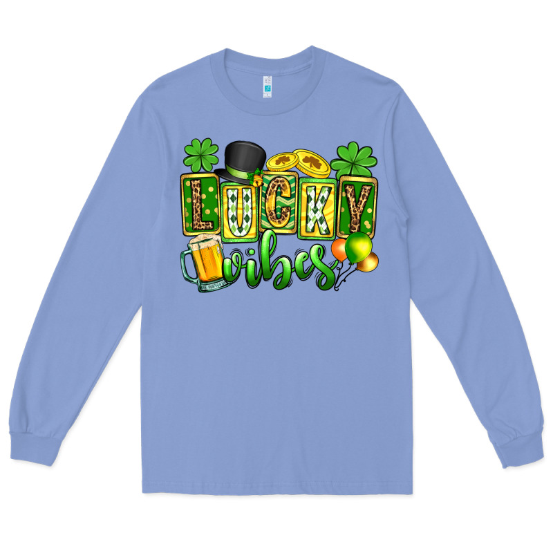 St. Patrick's Lucky Vibes Long Sleeve Tee by OliviaCreatesArt | Teevron