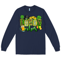 Navy St. Patrick's Lucky vibes Long Sleeve Tee - OliviaCreatesArt