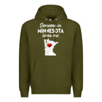Army Green Someone In Minnesota Loves Me  Minnesota  MN Premium Hoodie - longCreatives