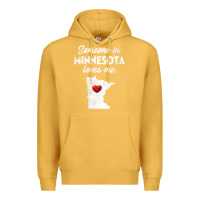 Mustard Someone In Minnesota Loves Me  Minnesota  MN Premium Hoodie - longCreatives