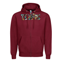 Burgundy texas sunflower cowhide leopard texas map Zipper Hoodie - Artiststas