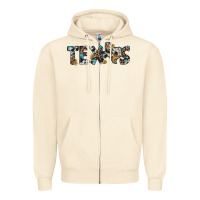Sandshell texas sunflower cowhide leopard texas map Zipper Hoodie - Artiststas