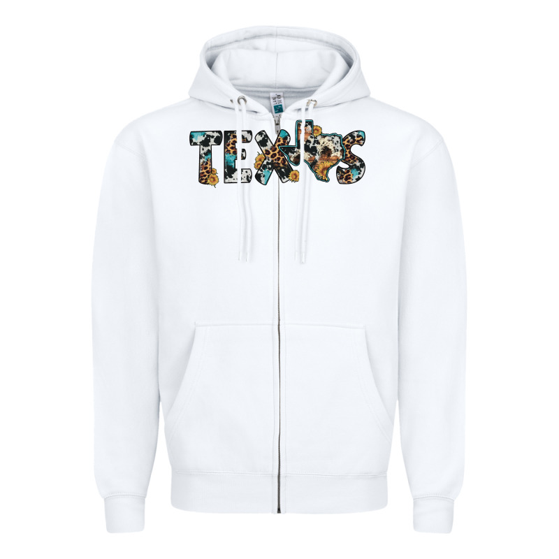 Texas Sunflower Cowhide Leopard Texas Map Zipper Hoodie by Artiststas | Teevron