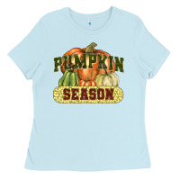 Baby Blue Pumpkin season Ladies Tee - NancyCooperArtShop