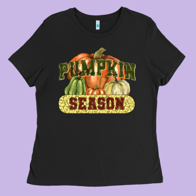 Pumpkin Season Ladies Tee Designed By Nancycooperartshop