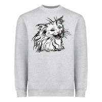 Heather Grey Drawing Cat Heavyweight Sweatshirt - RacoonDesign