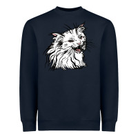 Navy Drawing Cat Heavyweight Sweatshirt - RacoonDesign