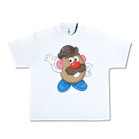 White Womens Mr. Potato Head Simple Portrait Urban Heavy Tee - longCreatives