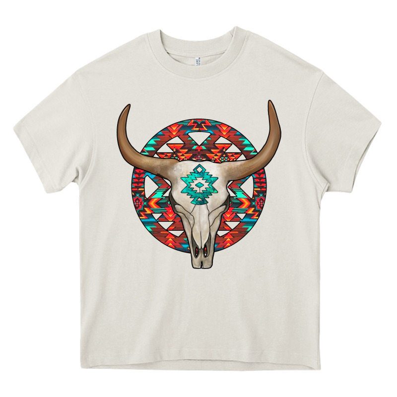 Turquoise Aztec Bullskull Heavy Core Tee by JahusDesignShop | Teevron