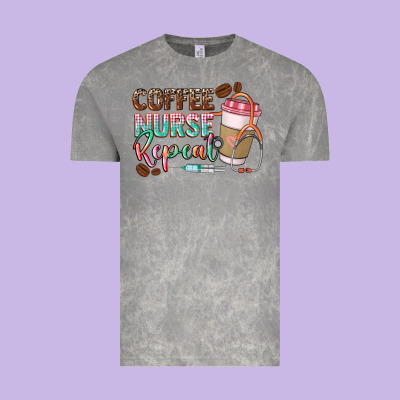 Coffee Nurse Repeat Vintage Tee Designed By Cowgirlartshop