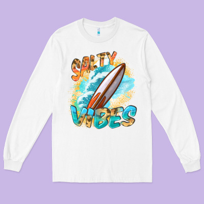 Salty Vibes Long Sleeve Tee Designed By Fadigitalartstudio