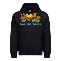 Black peace love country cowhide cowboy hat Urban Hoodie - AdoDesignShop