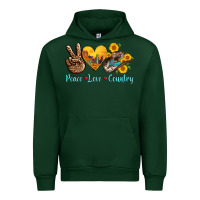 Forest Green peace love country cowhide cowboy hat Urban Hoodie - AdoDesignShop