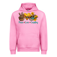 Fuchsia Pink peace love country cowhide cowboy hat Urban Hoodie - AdoDesignShop