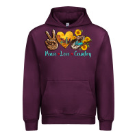 Mauve Wine peace love country cowhide cowboy hat Urban Hoodie - AdoDesignShop