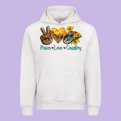 Peace Love Country Cowhide Cowboy Hat Urban Hoodie Designed By Adodesignshop