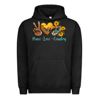 Pigment Black peace love country cowhide cowboy hat Urban Hoodie - AdoDesignShop