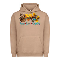 Pigment Burro peace love country cowhide cowboy hat Urban Hoodie - AdoDesignShop