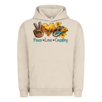 Pigment French Oak peace love country cowhide cowboy hat Urban Hoodie - AdoDesignShop