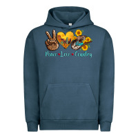 Pigment Midnight Navy peace love country cowhide cowboy hat Urban Hoodie - AdoDesignShop