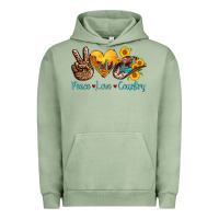 Pigment Oil Green peace love country cowhide cowboy hat Urban Hoodie - AdoDesignShop