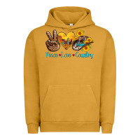 Pigment Peanut Butter peace love country cowhide cowboy hat Urban Hoodie - AdoDesignShop