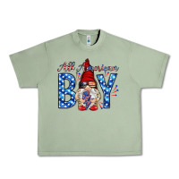 Oil Green All American boy with gnome Urban Heavy Tee - HowdyJamesFarm
