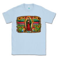 Dusty Blue lady of guadalupe serape background Classic Tee - Jasminsmagicworld