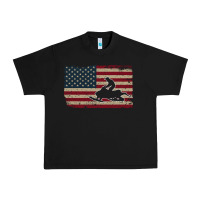Black Snowmobile USA Flag Snow Sled Patriotic Snowmobiling Gift Urban Heavy Tee - longCreatives
