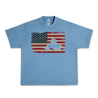 Pebble Blue Snowmobile USA Flag Snow Sled Patriotic Snowmobiling Gift Urban Heavy Tee - longCreatives