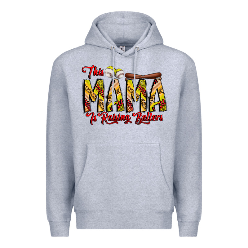 This Mama Is Raising Ballers Softball And Baseball Premium Hoodie by CowhideDigitalArt | Teevron