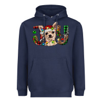 Navy christmas chihuahua joy Heavyweight Hoodie - BarkalooDesign