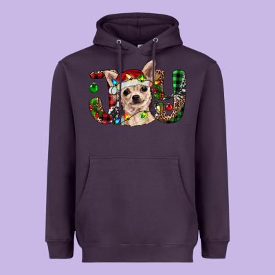 Christmas Chihuahua Joy Heavyweight Hoodie Designed By Barkaloodesign