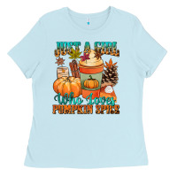 Baby Blue Just a girl who loves pumpkin spice Ladies Tee - NancyCooperArtShop